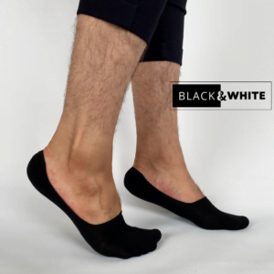 Black & White Férfi Fekete Titokzokni Szilikon csíkokkal