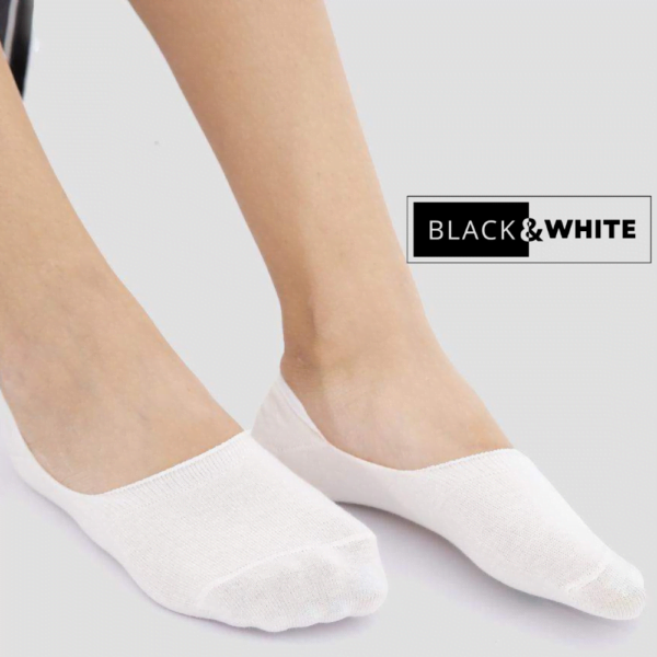 Black & White Női Fehér Titokzokni Szilikon csíkokkal